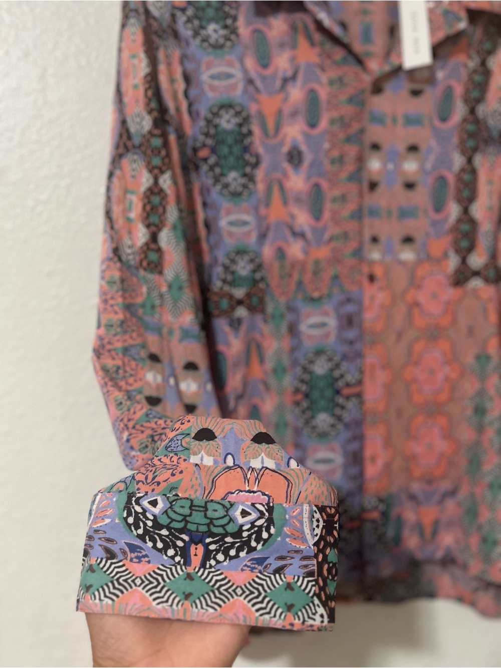 Raga Man Men’s 2XL Abstract Patchwork Button-Up Shirt NWT Boho Retro - Picture 7 of 7